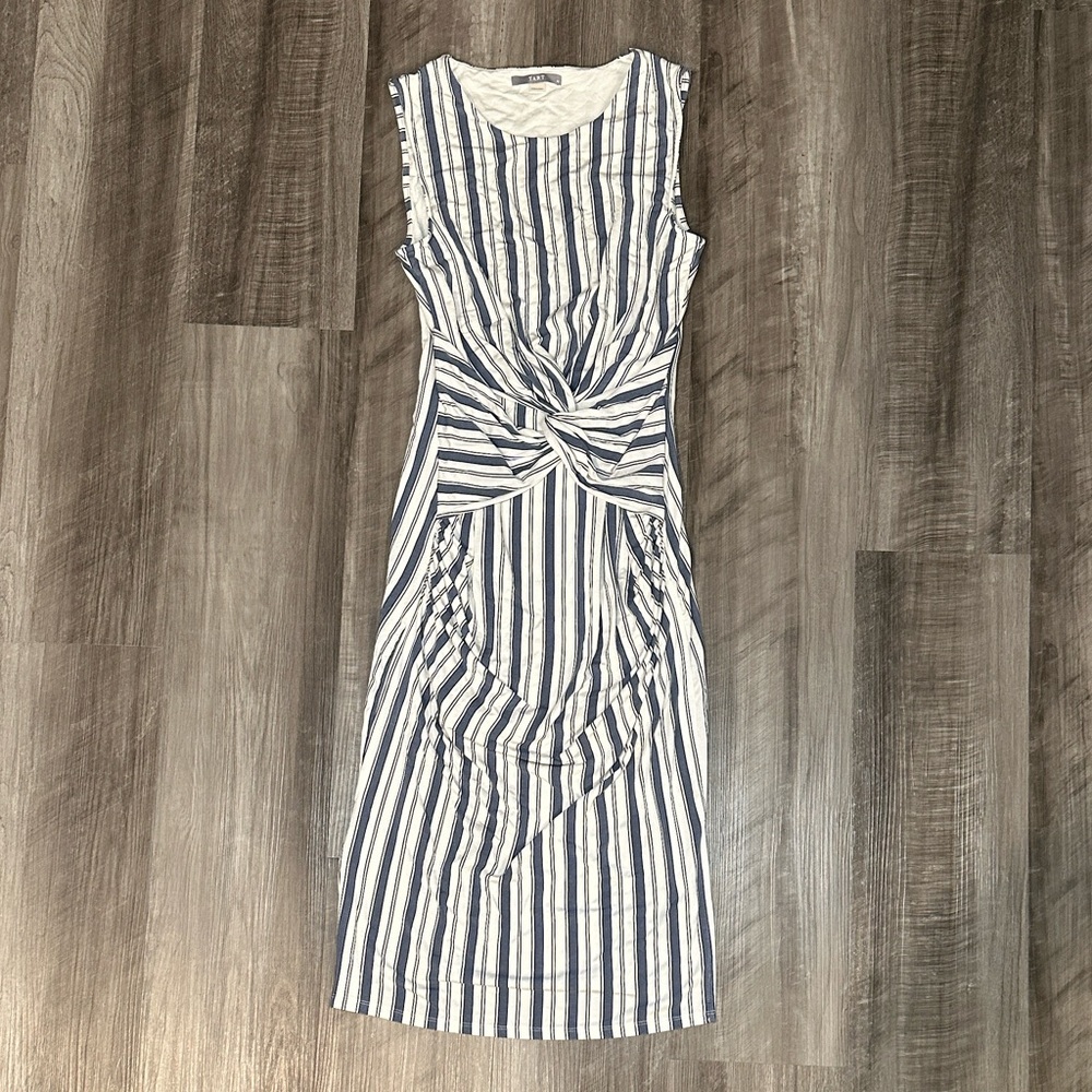 Tart Collection Mardell Midi Twist Front Striped Modal Stretch Dress - XS